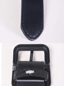 1 件装电镀扣加大码百搭流行男士腰带，扣式皮带，休闲简约腰带，百搭扣装饰牛仔裤 - 黑色 - 查看 7