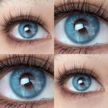 Lalens New Daisy Blue Contact Lenses, Natural Makeup Effect, Gray Contact Lenses, Brown Contact Lenses, Blue Contact Lenses, Eye Makeup, High-Quality Brown Contact Lenses, Fashion Cosmetics, Brown Contact Lenses, Daily Makeup, Pupil Cosmetics, Suitable For Dates, Daily Wear, Parties, Graduations, Birthdays, Holidays, Halloween, Cosplay - Daisy Blue - View 4