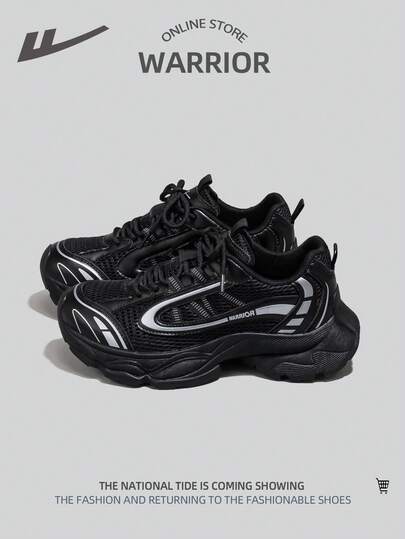 WARRIOR 1 Pair Women's Lace-Up Front Breathable Comfortable Thick Sole Low-Top Chunky Sneakers, Lightweight Outdoor Sports Casual Shoes