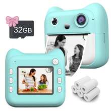 Kids Instant Camera With 2.4-Inch, USB Rechargeable, Cute Design, Including Printing Paper For Entertainment Photos, Durable Youth Photography | Durable Youth Camera,Multi Functions Instant Print Camera ,Music Player Enjoy Tho Music Time ,Mini Instant Camera, Compact Pocket Size Suitable For Travel And Daily Use,Toy Camera