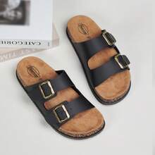 DISARCON Men's Summer New Sandals, Outdoor Street, Matching, Fashion, Casual, Beach, Flat/Mid-Heel/Arch Support/Comfortable Flat Couples Shoes, Breathable High-End/High-Quality/Outdoor Women's Sandals, Adjustable Upper In White/Black/Double Buckle/Metal Buckle/Retro/Classic Indoor Slippers