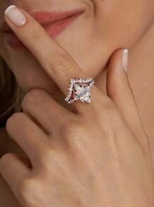 Stylever Un set de inele din argint 925, luxos și rafinat în formă de picătură, din zirconiu, cadou pentru logodnă, nuntă, petrecere, ținută zilnică, bijuterii de lux pentru femei