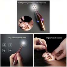 RAF 1pc LED Ear Cleaner Spoon, Handheld Flexible Tool For Earwax Removal, Soft Elastic Paint Surface, Ear Care Accessory, Hygienic Ear Spoon