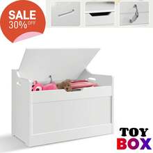 AutoFu Large Toy Box Room Storage White Wooden Bedroom Chest Lid Clothes Box, Toy Storage Organizer Chest Flip-Top Lid, Bedding Box Clothes Storage - White - View 1