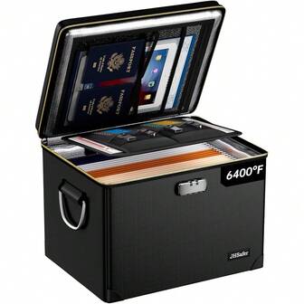 Fireproof Document Box  Fireproof Zipper,Hard Case Fireproof File Box  Lock,Insulated Non-Foldable Fireproof File Cabinet Large Portable Home Office File Anizer For Hanging Letter FoldersParentBlack