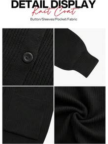Women Chunky Knit Cardigan Sweater Long Sleeve Button Up Cardigan With Pocket Sweater Coat Fall And Winter, Fashionable Knitwear SLK8 - Xanh ngọc lục bảo - Xem 10