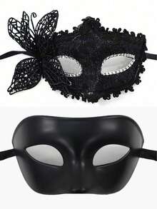 Women's Masquerade Mask With Handle, Half Face Mask For Party, Suitable For Halloween, Floral Patterned Masquerade Mask, Fashionable Half Face Mask Prop, Suitable For Parties, Celebrations, Performances, Suitable For Various Festivals And Events, Mysterious, Great Gift For Valentine's Day, Christmas, Halloween - Multicolor - View 3