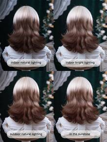 alicegarden 1 Synthetic Heat-Resistant Straight Hair With Bangs, Short Multi Colored Wig, 16 Inches Long, Made Of Fiber, Suitable For Daily Use, Natural And Realistic Wig (Excluding Accessories)