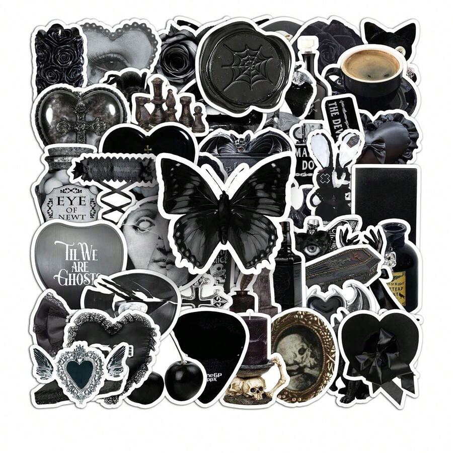 50 piezas Pegatinas de estilo gótico, pegatinas de estética oscura, set de pegatinas de dark academia, pegatinas de vinilo resistentes al agua aptas para sobres, botellas de agua, computadoras, portátiles, teléfonos, equipaje, cuadernos, refrigeradores, etc.