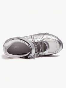 CAMEL CROWN Zapatos deportivos y casuales para mujer, zapatos Mary Jane con media luna para otoño e invierno, zapatos casuales retro y transpirables - Plata/M - Ver 3