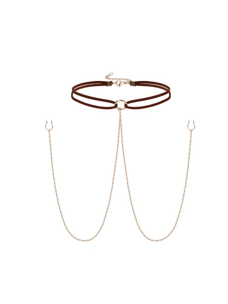 1 chiếc khuyên ngực và dây chuyền xỏ khuyên cơ thể thời trang tối giản gợi cảm - Nhiều màu - Xem 7