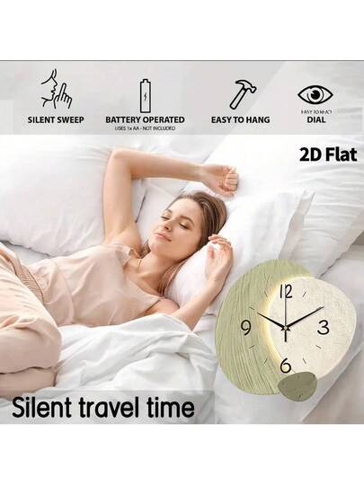 2D Flat 1pc Verlichting Luxe Minimalist Home ation Wand Clock, Ultra Quiet Quartz Movement, No Ticking Sound, Painting Klok Living Room, Bedroom Office, able Watch, Unique Personalized, Clear Reading Time, In Room view 8