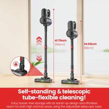 LAMZIEN Cordless Vacuum Cleaner For Home: 28KPA 40Min Freestanding Vacuum Cleaner, Foldable Extension Tube, Rechargeable Battery, Lightweight For Pet Hair, Hard Floors, Carpets.