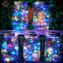 Solar Mason Jar Lid String Lights, 3/6/9/12/30Pack 20 Led 6.6FT String Fairy Star Firefly Jar Lids Lights With Hangers Included (Jars Not Included), For Mason Jar Patio Garden Wedding Lantern - Colored Light - View 11