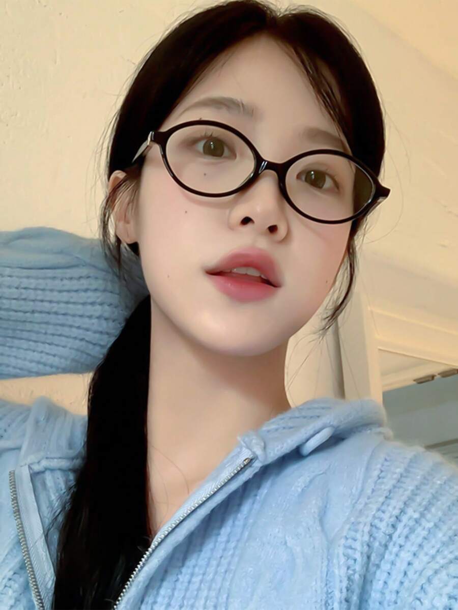 Retro  With Small Oval Frame, Can Be Combined With Myopia Degree - 黑色 - 查看 1