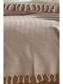 MADE IN TURKEY Narzuta na łóżko typu king-size – 100% bawełny – 200x220 cm – oddychająca i narzuta - Beżowy - Zobacz 3