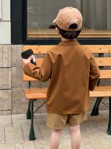 CAMISA PARA NIÑO CUELLO MAO , CON MANGA LARGA BOTONES AL FRENTE ,BOLSA EN EL COSTADO - Bronce - Ver 3