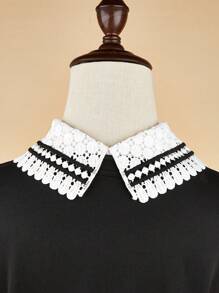 1pc Fashionable Bow Tie Collar, Lace Trim Detachable Shirt Collar Decoration For Dress For Christmas Decor