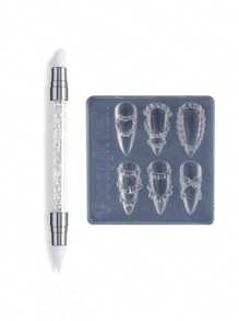 3D 雕刻凝胶不粘手雕刻凝胶套装，透明白粉色裸色固体指甲修整凝胶，含法式蛋糕霜指甲雕刻模具双头硅胶美甲雕刻笔美甲刷雕刻 DIY 美甲沙龙美甲用品套装 - 彩色 - 查看 16