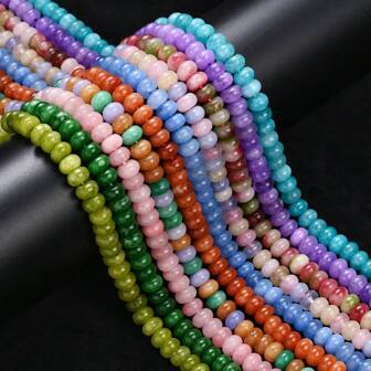 1 Strand 70pcs 8x5mm Multicolor Abacus Natural Stone Loose Spaced Beads - Olivine, Aquamarine, Tourmaline, Garnet, For Jewelry Making, Bracelets, Necklaces, Earrings DIY Fashion Accessories, Vibrant Stone Craft Supplies