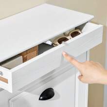 SoBuy 3 Flip-Drawers Shoe Cabinet Shoe Rack Shoe Storage Cupboard Organizer Blue W53 X D24 X H118cm FSR94-B - Black and White - View 10