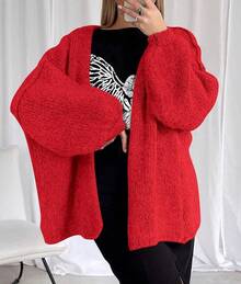 Woms Oversized Cardigan Sweaters 2025 Fall Long Sleeve Knit Op Front Lightweight Sweater - 紅色 - 查看 6