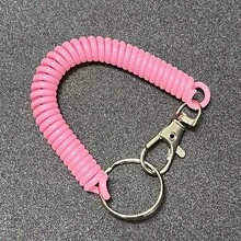 1 件多功能彩色弹性伸缩钥匙扣腕带式弹簧螺旋拉伸挂绳男女通用腕带链手机环包挂钥匙链钥匙圈钥匙收纳包背包装饰 - 彩色 - 查看 16