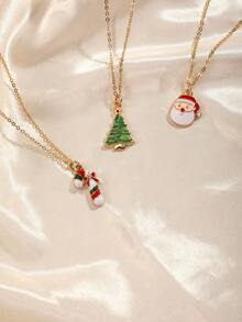 5 件圣诞项链套装，包括圣诞树、圣诞老人、拐杖糖图案、休闲日常颈链 - 5條聖誕項鍊套裝 - 查看 10