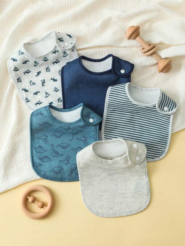 5-Pcs Unisex Baby Bibs For Baby Teething And Drooling For Boys And Girls