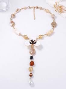 1 件优雅奢华高端设计合金滴油花树脂串珠 Y 型项链，适合女士