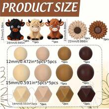 6/34/55/56/100pcs 3D Highlands Cow Focal Point Daisy Flower Silicone Beads Hexagon Silicone Beads Suitable For DIY Crafts Jewelry Necklace Bracelet Keychain Making - 3D Highland Cattle Series - View 13