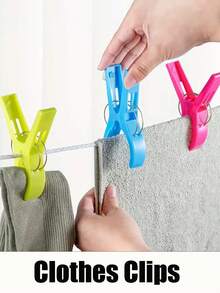 5 件装重型塑料沙滩巾夹 - 可将毛巾、衣服和毯子牢固地固定在晾衣绳或挂架上晾干，衣夹，防风衣夹，大号晾衣夹，用于晾衣绳，用于椅子，特大号塑料衣夹，用于泳池躺椅，用于沙滩椅的安全夹，颜色随机 - 彩色 - 查看 6