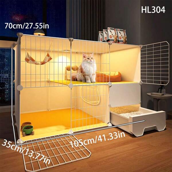 Kattenkooi voor binnengebruik, alles-in-één kattenbak en kattenhuis, geschikt voor kleine appartementen en huizen met katten