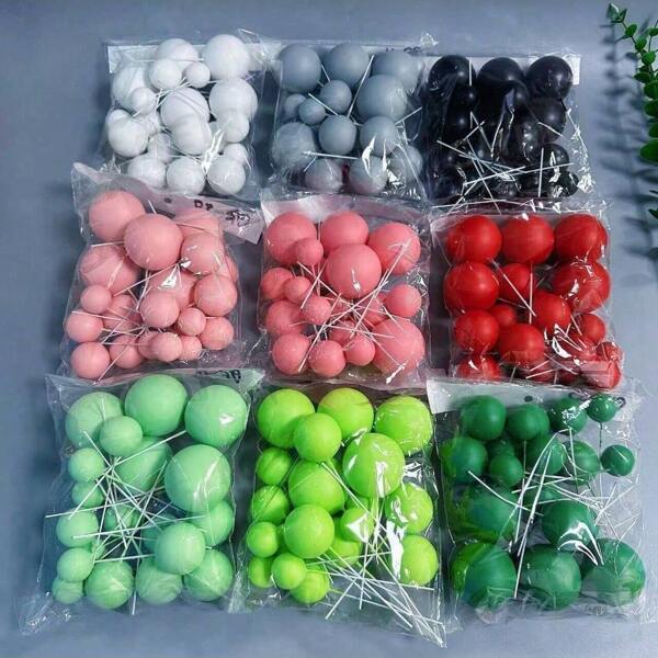 New Baking Cake Decorations, Macaron Color Foam Balls And Pearl Decoration Accessories, Wedding Birthday Party Cake Decorations, Round Decoration Sticks For Wedding Party, Valentine's Day, Wedding Party, Bridal Shower, Indoor Decoration, Holiday Decoration