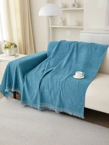 1pc Solid Color Pet Waterproof Sofa Cover, Anti-Scratch Sofa Slipcover, All Season Sofa Protector, Furniture Cover Towel For Bedroom, Office, Living Room, Home Decor - Navy Blue - View 5