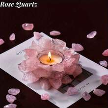 1pc Natural Crystal Raw Stone Candle Holder With Candle/ 1pc Candle Is Sold Separately- Diffuser Stone, Christmas Gift Gemstone, Ornaments, - Candlestick - View 11