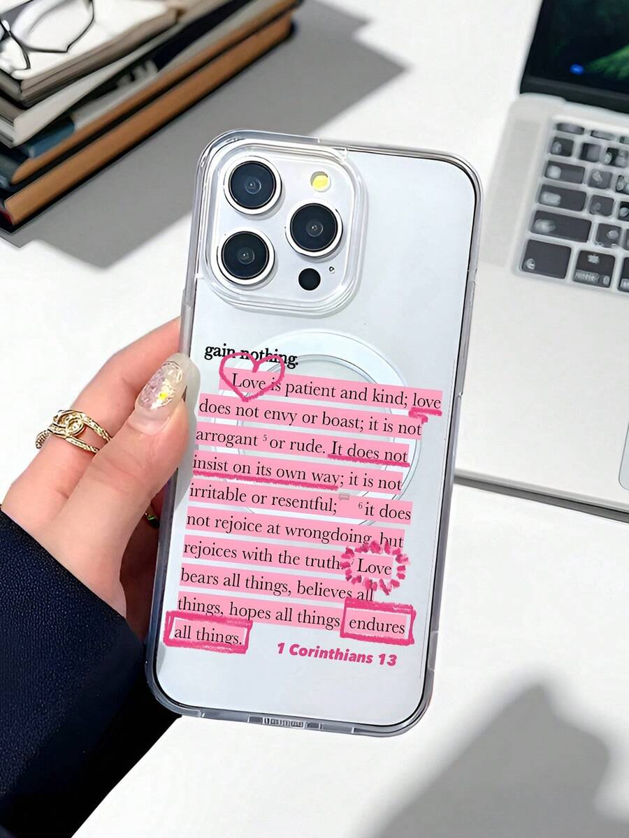 Pink Girly Christian God Jesus Bible Verse Pattern Phone Case For Compatible With IPhone 16e/16/15/14/13/12/11/ProMax/Pro/Plus/XSMax/XS/X,For Compatible With Samsung Galaxy S25/S24/S23/S22/5G/Edge/Ultra,Fashion Female Summer Unique Cases Shockproof Anti-Drop Design Tpu Protection Cover Men Casing Girl Women Ultimate Protective Fundas Para Protectores De Celulares Accessories Friend Gift Aesthetic Protector Forro De Teléfono - 白色 - 查看 1