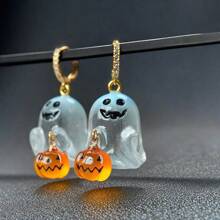 Halloween Earrings Scary Funny Skull Spider Pumpkin Ghost Black Cat Halloween Stud Earrings Jewelry