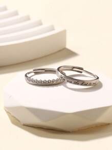 BALMORA 1 对精致浪漫纯银 S925 拉丝工艺戒指情侣戒指套装，可调节开口设计，非常适合婚礼、订婚和周年纪念情人节告白礼物尺寸适合 7-10 岁