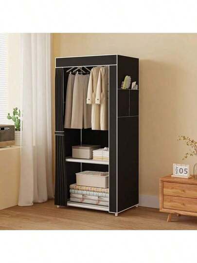 1pc Fashionable Foldable Portable Wardrobe Organizer - Spacious Dust-Proof Storage, Sturdy Steel Frame, Easy Assembly, Multi-Functional Design, Suitable For Women, Bedroom And Apartment Use