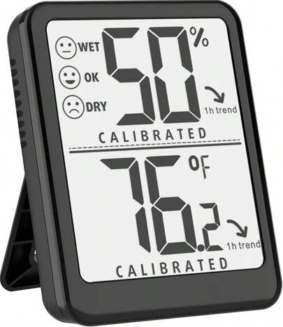Room Thermometer Indoor Hygrometer Humidity Meter Gauge Digital Temperature And Humidity Sensor Monitor Home Office House Pets Plants - AAA Battery Included