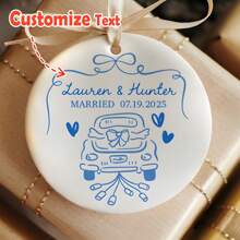 Ornament de Crăciun pentru căsătoriți, ornament pentru mașină pentru proaspăt căsătoriți, cadou de nuntă personalizat, ornament pentru cupluri 2025, cadou personalizat pentru mire