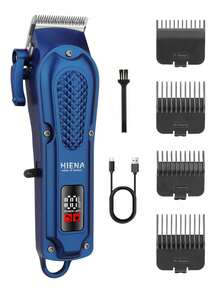 HIENA 2 件/套男士理发套装，配备 T9 刀片、LED 数字显示理发器和集成修剪工具套件，适合家庭使用（另有单个理发器选项） - 藍色 - 查看 9