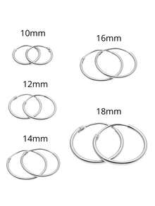 1 Pair Simple Hoop Earrings, 925 Sterling Silver Material, Minimalist Casual Women Earrings, High-Quality Jewelry, Holiday & Birthday Gift, Suitable For Daily Wear - Plain Hoop Earrings - View 6