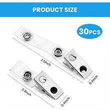 Easytle 30 Pcs Metal Badge Clips With PVC Straps ID Strap Clip Double Holes Badge Holder Clips ID Clip Badges, Work Badges - 30 Pcs - View 2