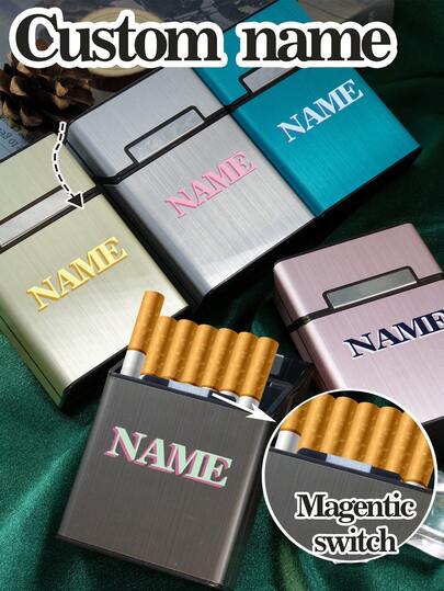 Custom Cigarette Case With Name,Personalized Cigarette Case For Women,Customized Cigarette Storage Box,Customizable Birthday Gifts,Valentine's Day,Men's Gifts,Wedding Accessories,Zinc Alloy,Travel Essentials,Portable,Wedding Gifts,Magentie Switch,Anniversary,Father's Day,Women,Couple,Family,Friend