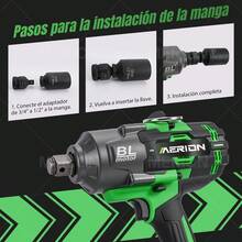 2100 N.m Llave De 3/4 Impacto Inalámbrica Electrica 2batería,Herramientas domésticas,Llave eléctrica,Llave eléctrica doméstica,Llave de tubo - Verde - Ver 6