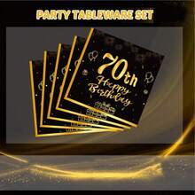 10 cái/20 cái/40 cái/60 cái/Bộ, Đồ trang trí tiệc sinh nhật lần thứ 70 Đồ dùng tiệc sinh nhật theo chủ đề lần thứ 70 Đồ dùng tiệc cổ điển năm 1955 Đồ trang trí tiệc sinh nhật lần thứ 70 Đĩa Khăn ăn Đồ dùng ăn uống màu đen và vàng Quà tặng cho nam nữ Đồ trang trí bàn Đồ trang trí bàn Halloween - Đen 70 tuổi - Xem 7