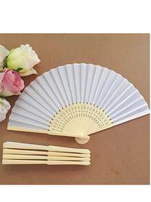 10 Stücke weiße Faltfächer, DIY leere Fächer, tragbare chinesische Bambbusfächer, Hochzeitsgeschenk für Gäste, Geburtstagsdekoration zum Selbermalen, Party-Requisiten für Fotos, Ostergeschenk, Raumdekoration, Heimdekoration - Weiss - Übersicht 3