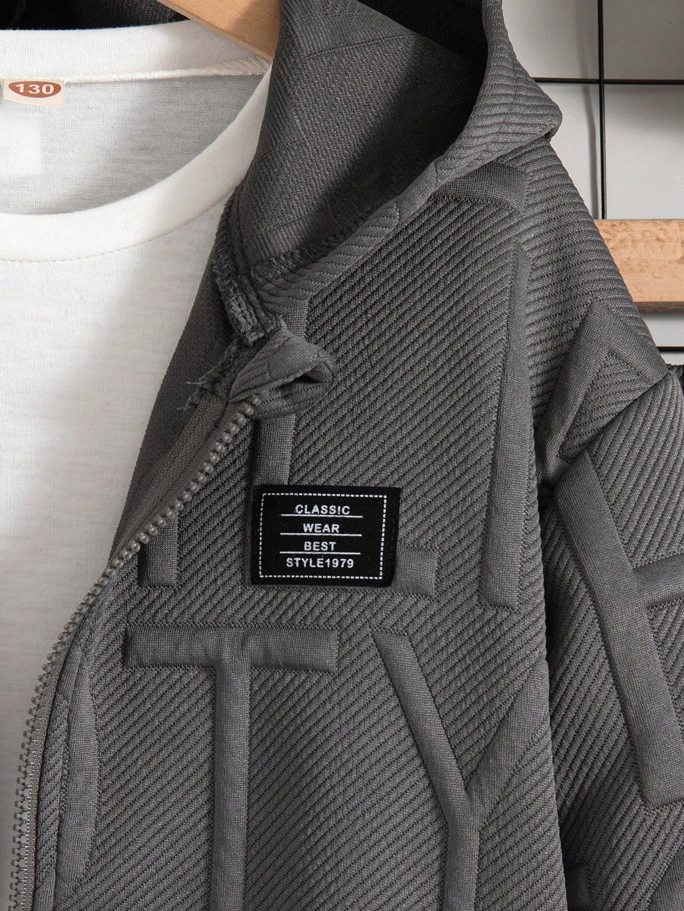 مجموعة بنطلون وجاكيت بسوستة ذو لون أحادي للأولاد،...